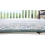 Rug Unique Loom Outdoor Botanical Light Blue Rectangular 9' 0 x 12' 0