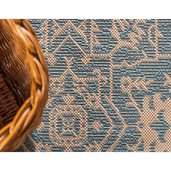 Rug Unique Loom Outdoor Botanical Light Blue Rectangular 9' 0 x 12' 0