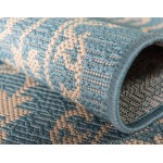 Rug Unique Loom Outdoor Botanical Light Blue Rectangular 9' 0 x 12' 0