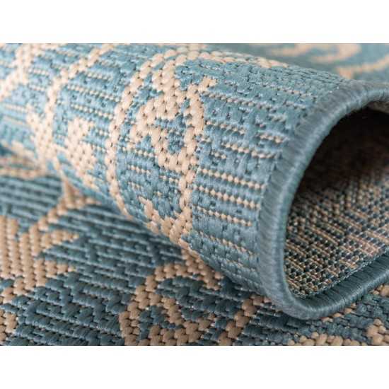 Rug Unique Loom Outdoor Botanical Light Blue Rectangular 9' 0 x 12' 0