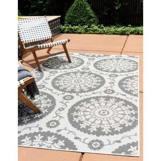 Rug Unique Loom Outdoor Botanical Gray Rectangular 9' 0 x 12' 0