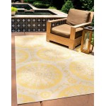 Rug Unique Loom Outdoor Botanical Yellow Rectangular 9' 0 x 12' 0