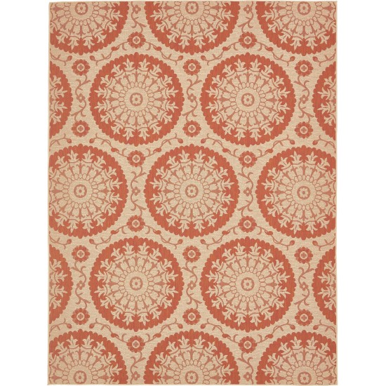 Rug Unique Loom Outdoor Botanical Terracotta Rectangular 9' 0 x 12' 0