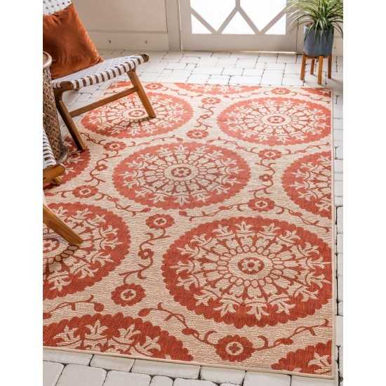 Rug Unique Loom Outdoor Botanical Terracotta Rectangular 9' 0 x 12' 0