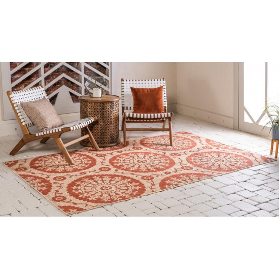 Rug Unique Loom Outdoor Botanical Terracotta Rectangular 9' 0 x 12' 0