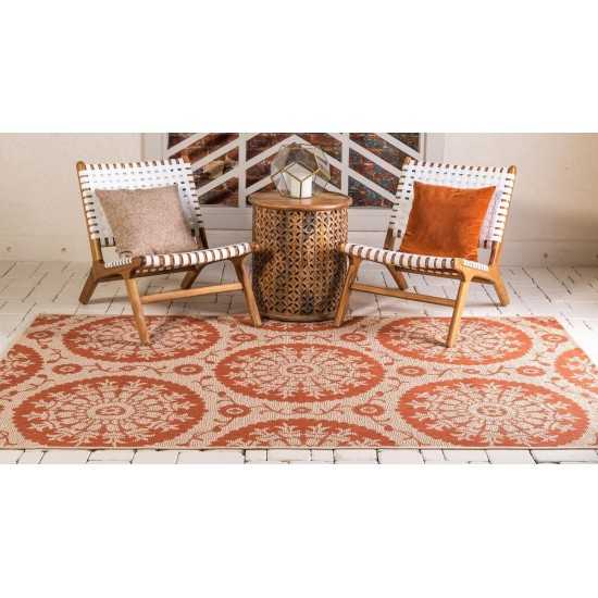 Rug Unique Loom Outdoor Botanical Terracotta Rectangular 9' 0 x 12' 0