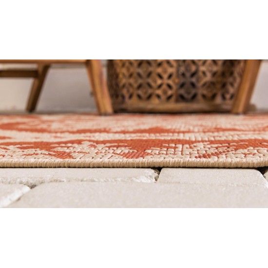 Rug Unique Loom Outdoor Botanical Terracotta Rectangular 9' 0 x 12' 0