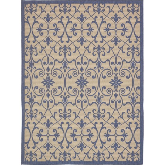 Rug Unique Loom Outdoor Botanical Blue Rectangular 9' 0 x 12' 0