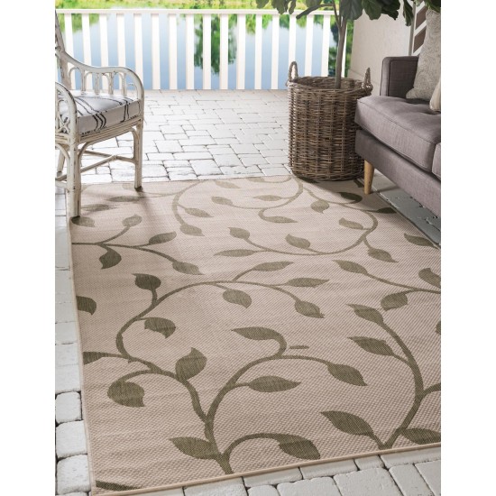 Rug Unique Loom Outdoor Botanical Green Rectangular 9' 0 x 12' 0