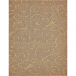 Rug Unique Loom Outdoor Botanical Light Brown Rectangular 9' 0 x 12' 0