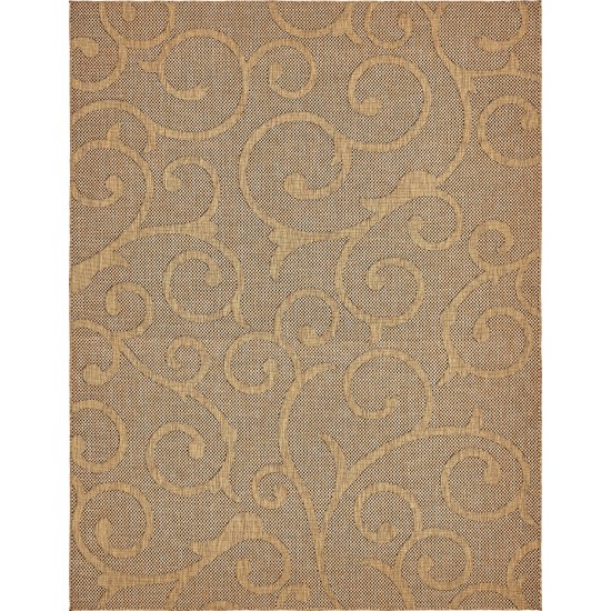 Rug Unique Loom Outdoor Botanical Light Brown Rectangular 9' 0 x 12' 0