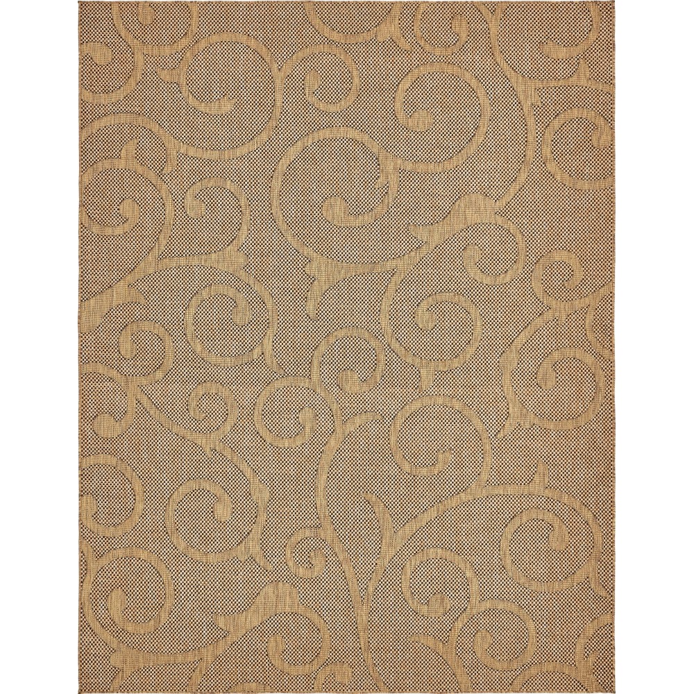 Rug Unique Loom Outdoor Botanical Light Brown Rectangular 9' 0 x 12' 0