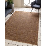 Rug Unique Loom Outdoor Botanical Light Brown Rectangular 9' 0 x 12' 0