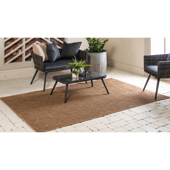 Rug Unique Loom Outdoor Botanical Light Brown Rectangular 9' 0 x 12' 0