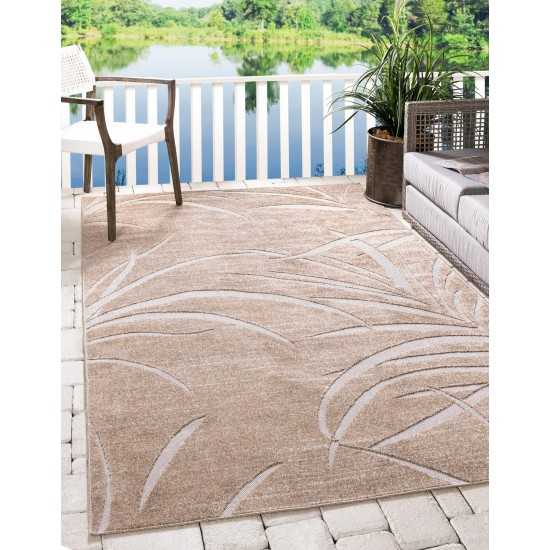 Rug Unique Loom Outdoor Botanical Beige Rectangular 9' 0 x 12' 0