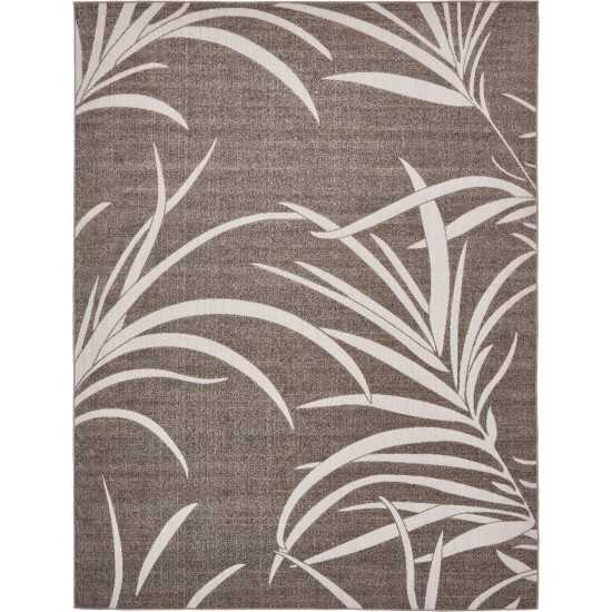 Rug Unique Loom Outdoor Botanical Gray Rectangular 9' 0 x 12' 0