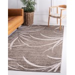 Rug Unique Loom Outdoor Botanical Gray Rectangular 9' 0 x 12' 0