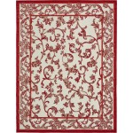 Rug Unique Loom Outdoor Botanical Beige/Burgundy Rectangular 9' 0 x 12' 0