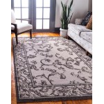 Rug Unique Loom Outdoor Botanical Beige/Dark Brown Rectangular 9' 0 x 12' 0