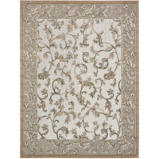 Rug Unique Loom Outdoor Botanical Beige/Gray Rectangular 9' 0 x 12' 0