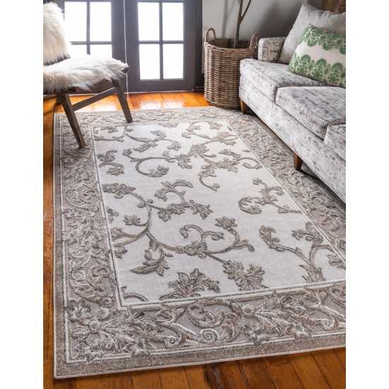 Rug Unique Loom Outdoor Botanical Beige/Gray Rectangular 9' 0 x 12' 0