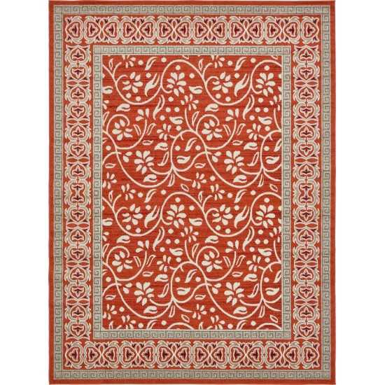 Rug Unique Loom Outdoor Botanical Rust Red Rectangular 9' 0 x 12' 0