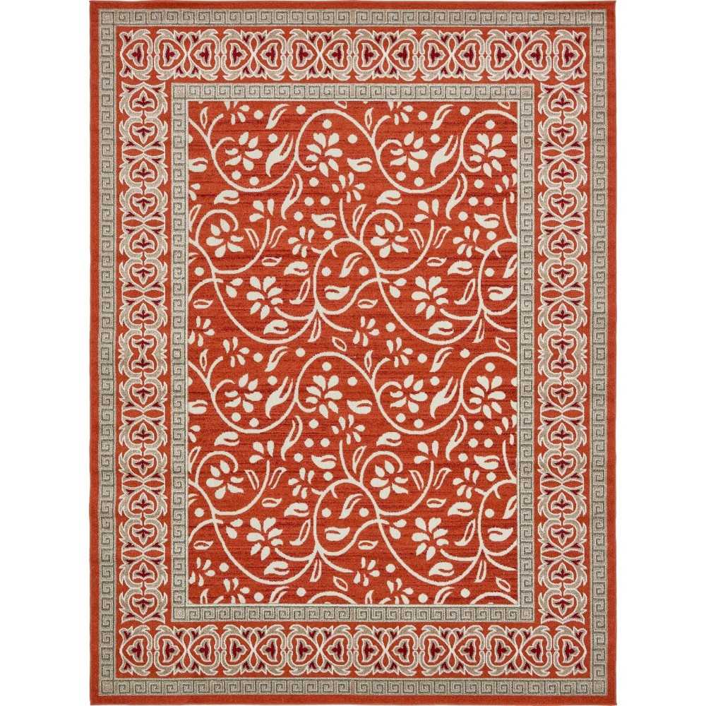 Rug Unique Loom Outdoor Botanical Rust Red Rectangular 9' 0 x 12' 0