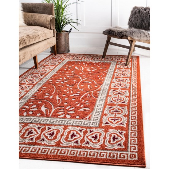 Rug Unique Loom Outdoor Botanical Rust Red Rectangular 9' 0 x 12' 0