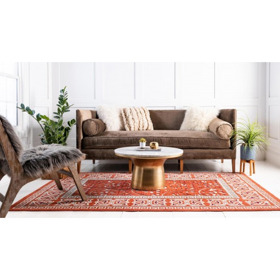 Rug Unique Loom Outdoor Botanical Rust Red Rectangular 9' 0 x 12' 0