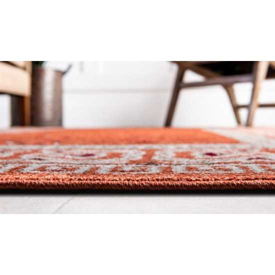 Rug Unique Loom Outdoor Botanical Rust Red Rectangular 9' 0 x 12' 0