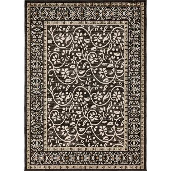 Rug Unique Loom Outdoor Botanical Black Rectangular 9' 0 x 12' 0