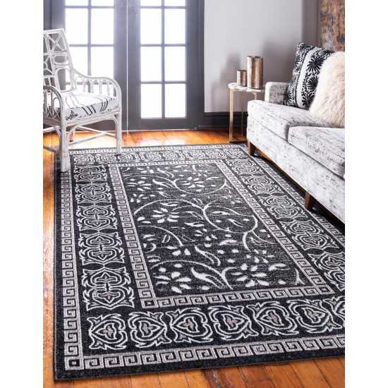 Rug Unique Loom Outdoor Botanical Black Rectangular 9' 0 x 12' 0