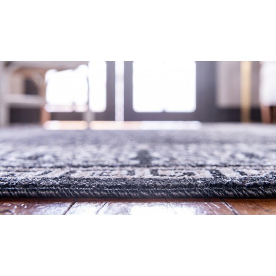 Rug Unique Loom Outdoor Botanical Black Rectangular 9' 0 x 12' 0
