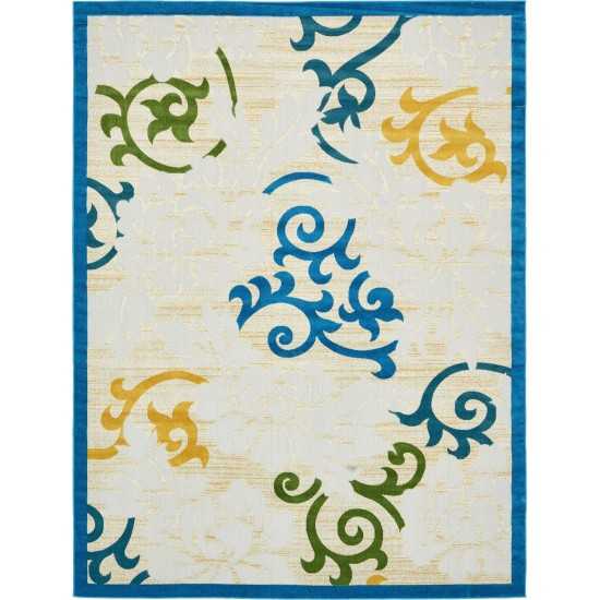 Rug Unique Loom Outdoor Botanical Blue Rectangular 9' 0 x 12' 0