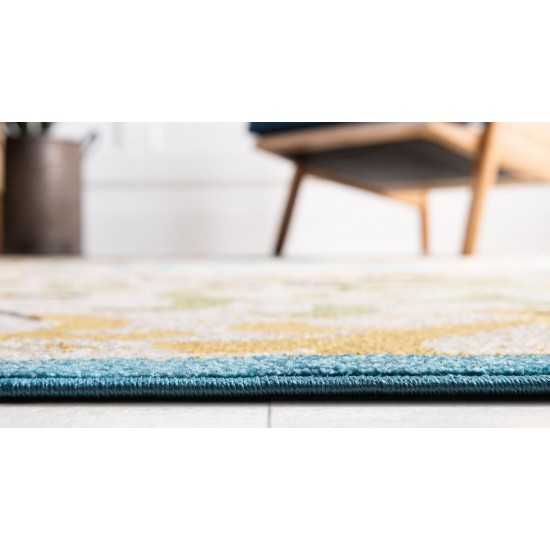 Rug Unique Loom Outdoor Botanical Blue Rectangular 9' 0 x 12' 0