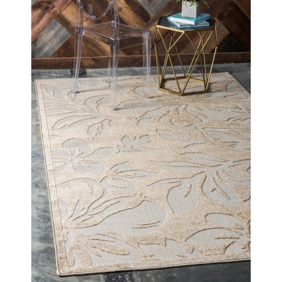 Rug Unique Loom Outdoor Botanical Beige Rectangular 9' 0 x 12' 0