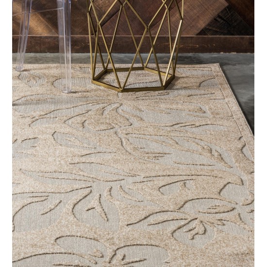 Rug Unique Loom Outdoor Botanical Beige Rectangular 9' 0 x 12' 0
