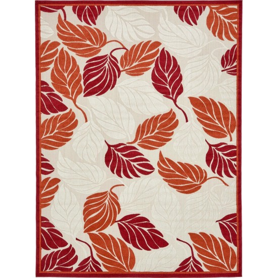 Rug Unique Loom Outdoor Botanical Beige/Burgundy Rectangular 9' 0 x 12' 0