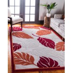 Rug Unique Loom Outdoor Botanical Beige/Burgundy Rectangular 9' 0 x 12' 0