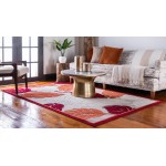 Rug Unique Loom Outdoor Botanical Beige/Burgundy Rectangular 9' 0 x 12' 0