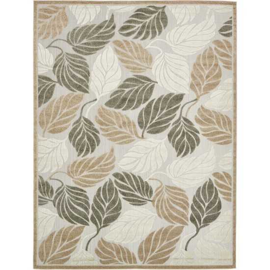 Rug Unique Loom Outdoor Botanical Beige/Gray Rectangular 9' 0 x 12' 0