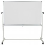 64.25"W x 64.75"H Double-Sided Mobile White Board with Pen Tray