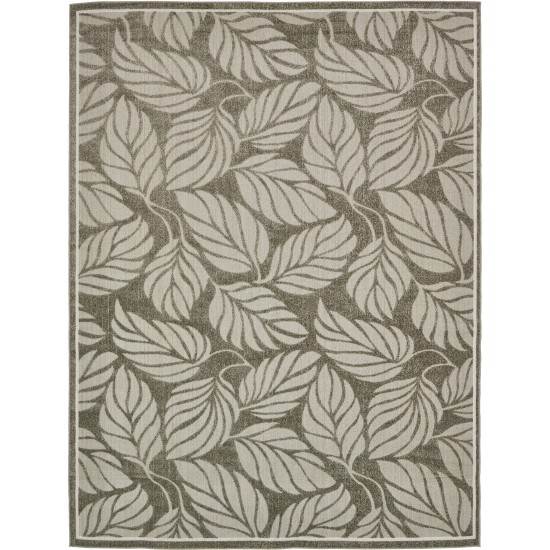 Rug Unique Loom Outdoor Botanical Gray Rectangular 9' 0 x 12' 0