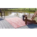 Rug Unique Loom Outdoor Botanical Rust Red Rectangular 8' 0 x 11' 4