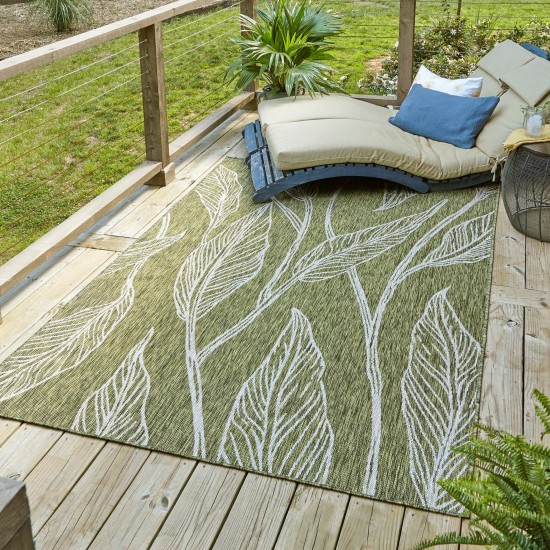 Rug Unique Loom Outdoor Botanical Green Rectangular 8' 0 x 11' 4