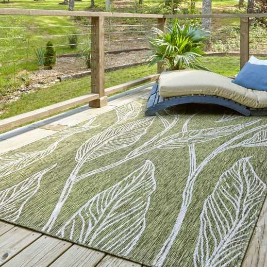 Rug Unique Loom Outdoor Botanical Green Rectangular 8' 0 x 11' 4