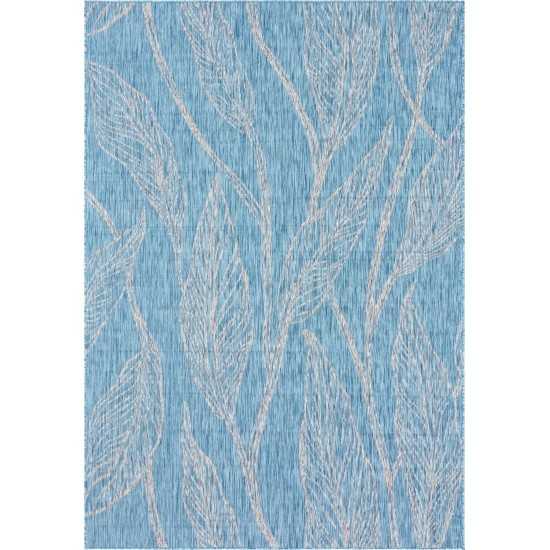 Rug Unique Loom Outdoor Botanical Aqua Blue Rectangular 8' 0 x 11' 4