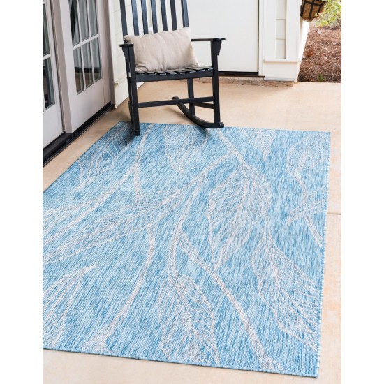 Rug Unique Loom Outdoor Botanical Aqua Blue Rectangular 8' 0 x 11' 4