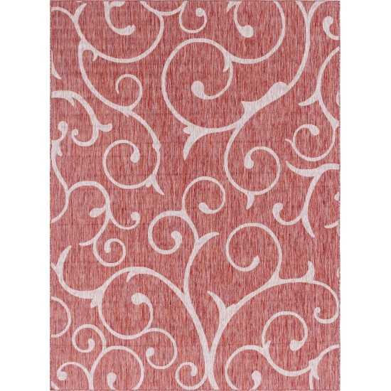 Rug Unique Loom Outdoor Botanical Rust Red Rectangular 8' 0 x 11' 4