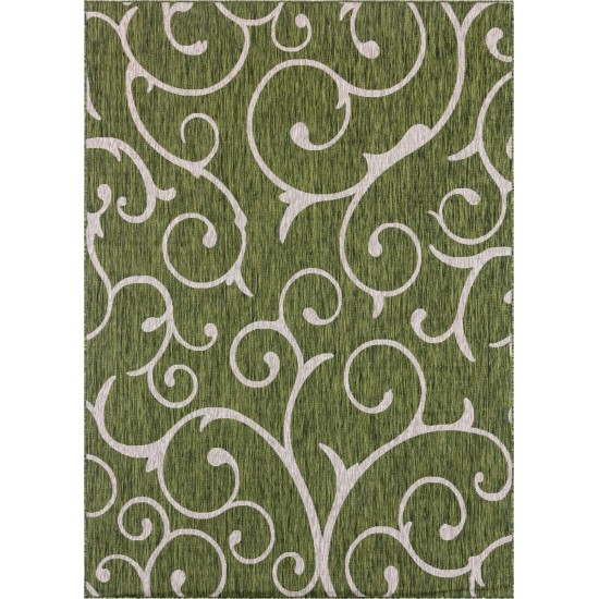 Rug Unique Loom Outdoor Botanical Green Rectangular 8' 0 x 11' 4